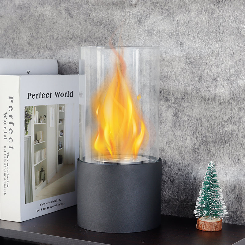 Black Metal Bio-Ethanol Free-Standing Outdoor Tabletop Fireplace