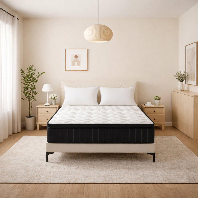12" Medium Hybrid Mattress with Pocket Spring, Memory Foam Mattresses, Full, 12"