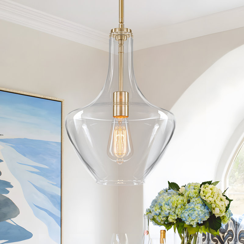 1-light Modern Teardrop Pendant Light, Gold