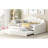 Upholstered Full Size Daybed With Shall Shaped , White - Soft Fabric, Frame, Versatile Living Room Furniture Velvet Covering And Trundle In Elegant Multipurpose Area-448548161