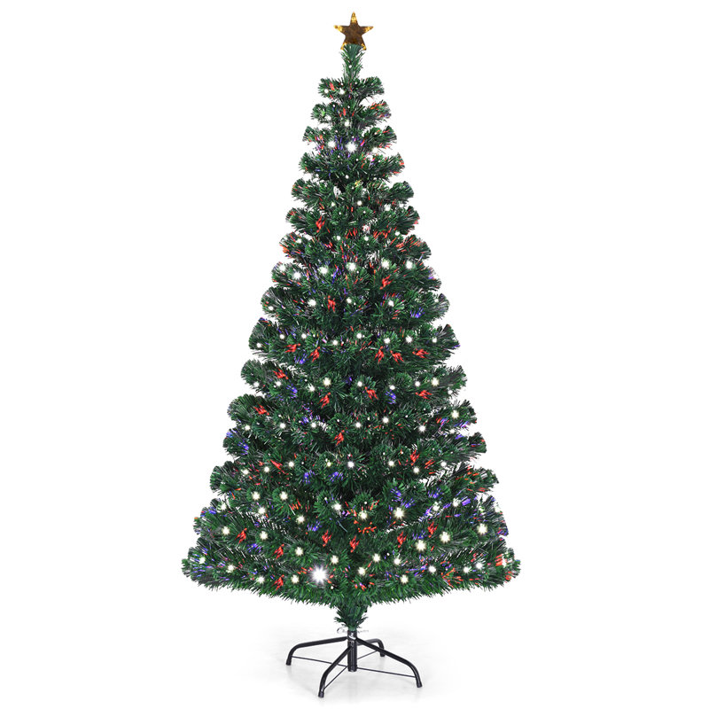 Artificial Christmas Tree Green with LED Lights, 180cm H