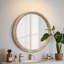 Miroir mural rond rond, miroir à cadre perlé en bois vieilli 35,43 po pour hall d'entrée, salon, salle de bain, miroir décoratif de style maison de campagne-1711772052