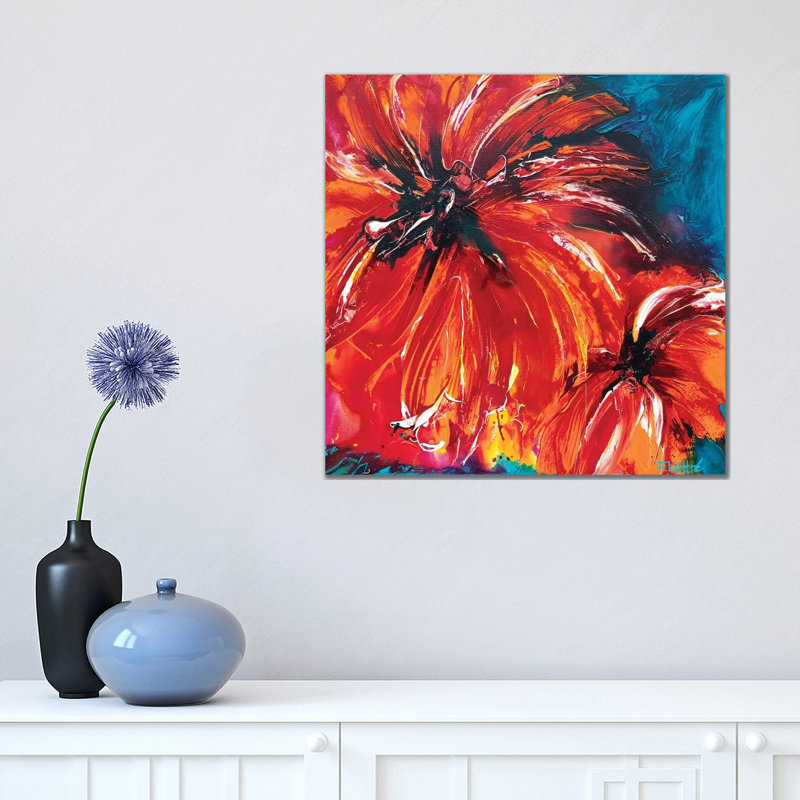 Soleil tropical par Francoise Wattré - reproduction d'art, Aucun mat, H 18 po x l 18 po x 1,5 po, Toile tendue