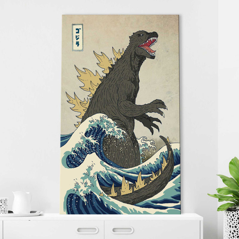 " The Great Monster Off Kanagawa " by Michael Buxton, Wrapped Canvas, 48" H x 28" W x 1.5" D