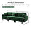 Boucle Fabric 3-Seater Sofa Couch With Distinctive Shell-Shaped Armrests,Cylindrical Legs Wrapped With Self-Fabric,Green Colour-2060736617