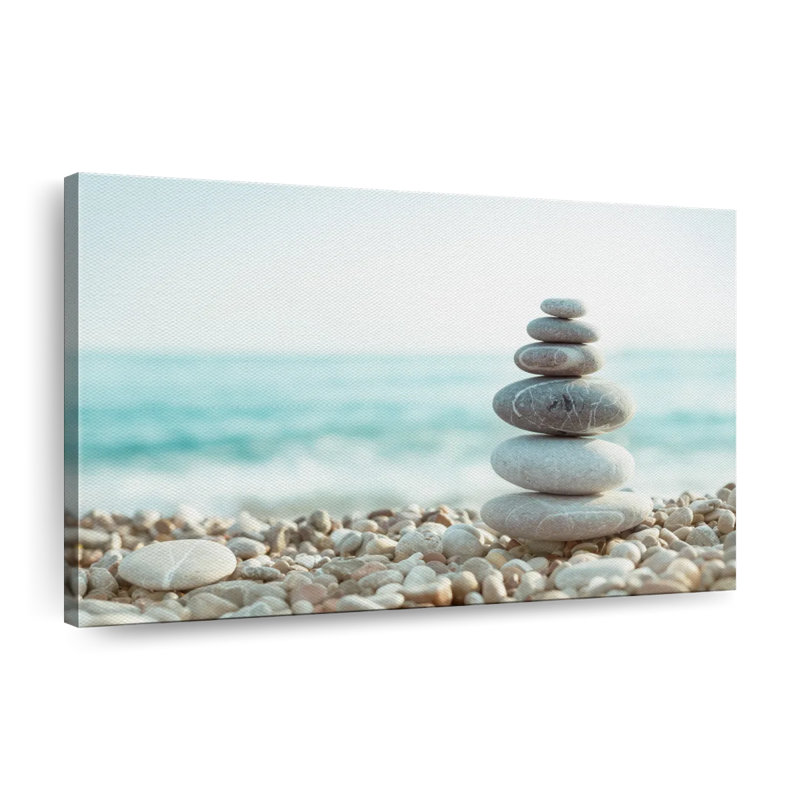 Impression sur toile Rocky Beach Stacked Pebbles, H 12 po x l 8 po x P 1 po