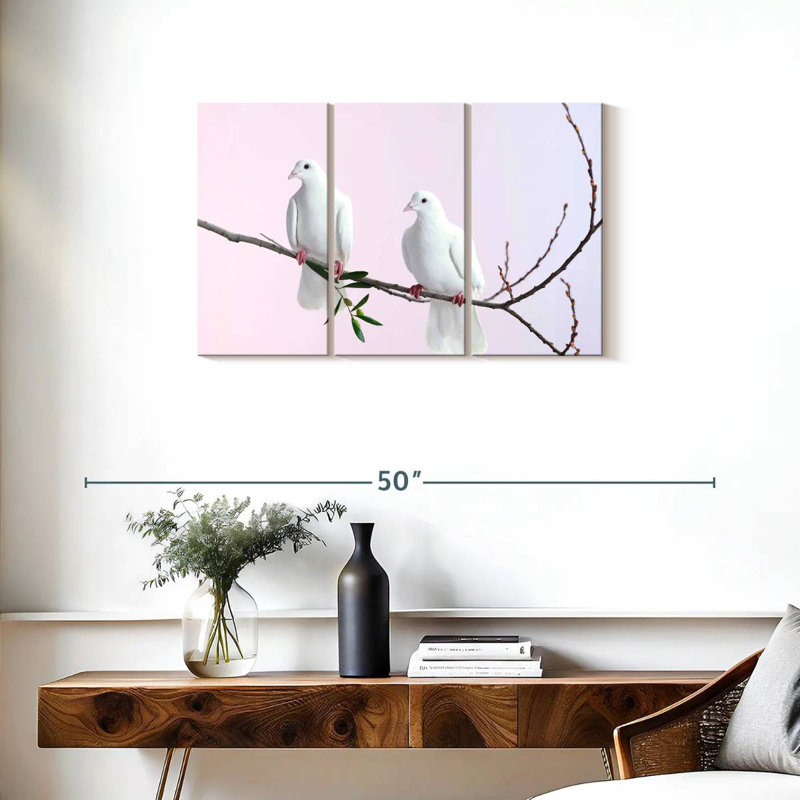 Brampt Perched White Doves, 24" H x 38" W