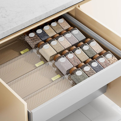 Expandable Spice Drawer Organizer, 11"-22" Clear Seasoning Rack for Kitchen Drawer & Countertop (Jars Not Included)