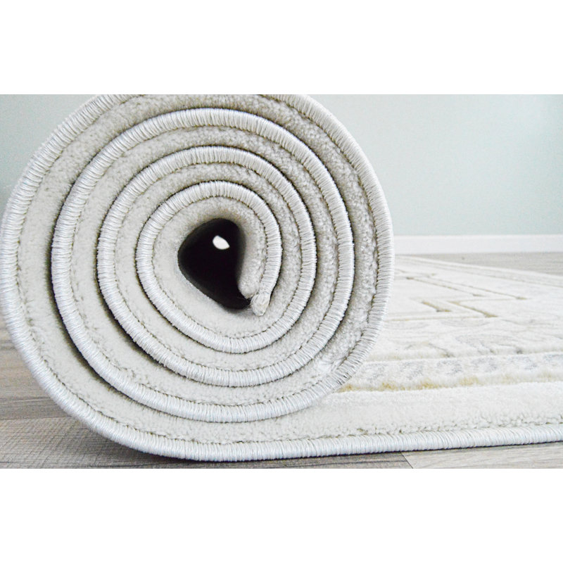 Tapis traditionnel ivoire / gris Ramsel, Rond 5 pi 3 po