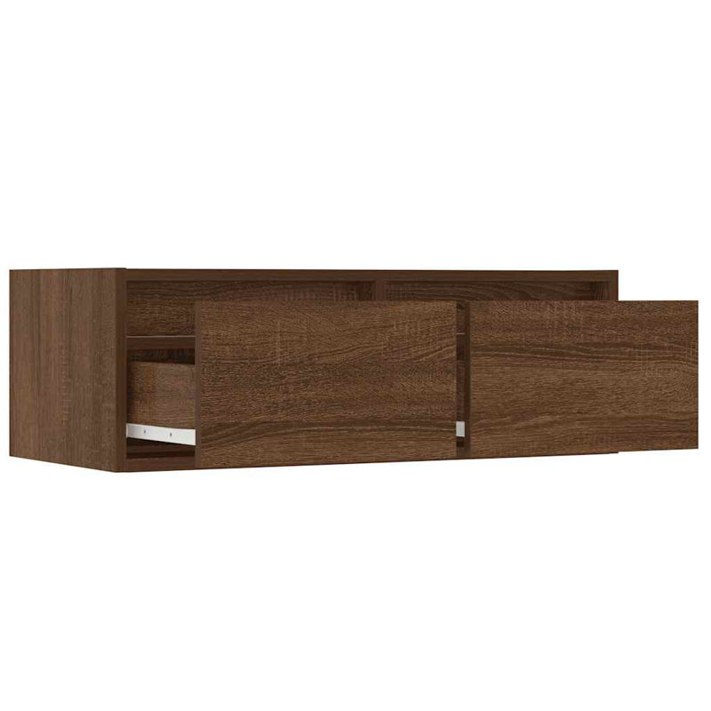 Exuma TV Stand, 25cm H x 75cm L x 35.5cm W, Brown Oak