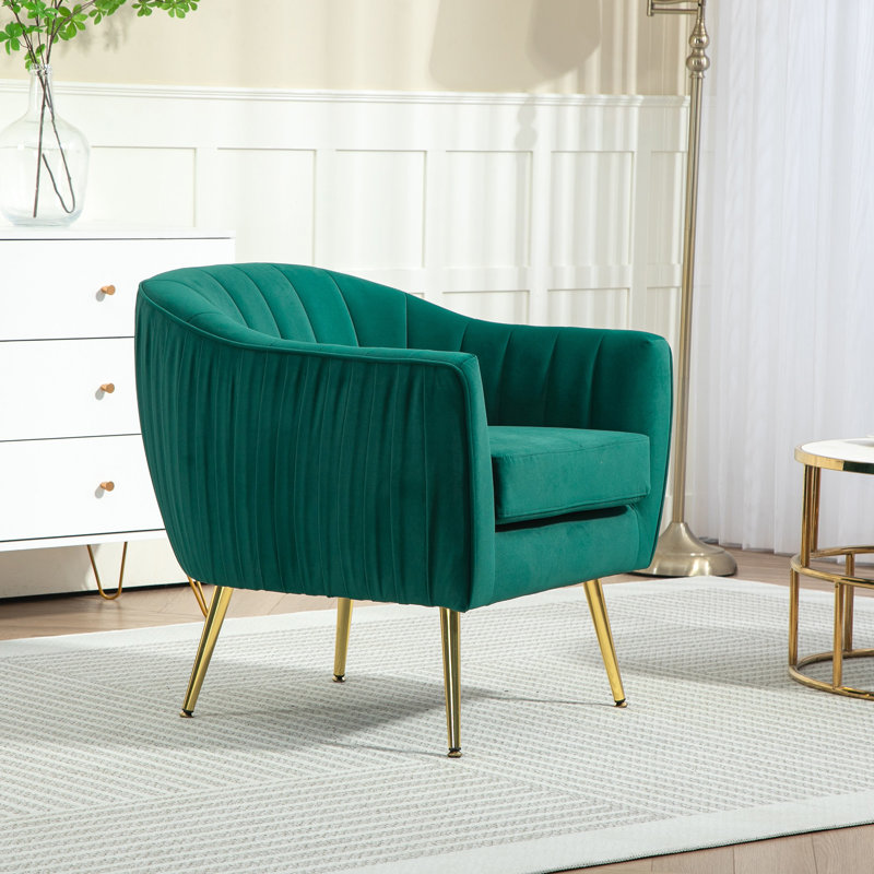 Velvet-Feel Back Accent Chair -, Green