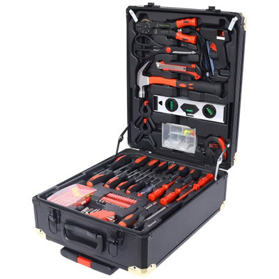 969Pcs Black Home Repair Tool Set 4 Drawers Rolling Toolbox