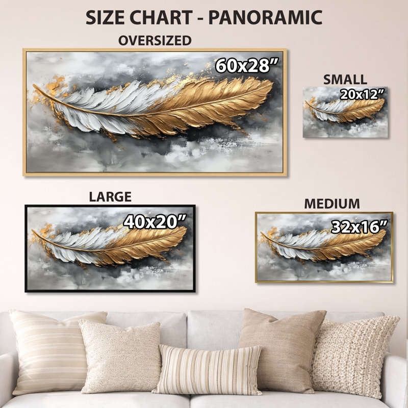 «Gold White Kai II - Elegant Canvas Wall Art, Boho», reproduction encadrée, H 12 po x l 20 po, Toile tendue