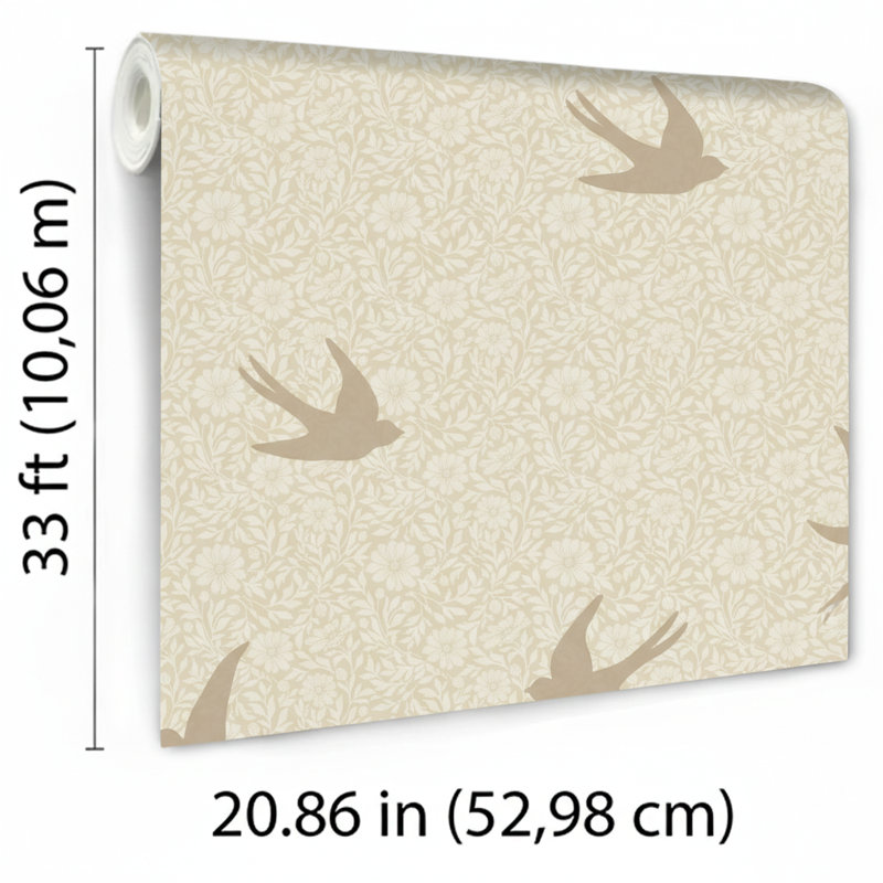 Papier peint Sparrow Silhouettes, Beige