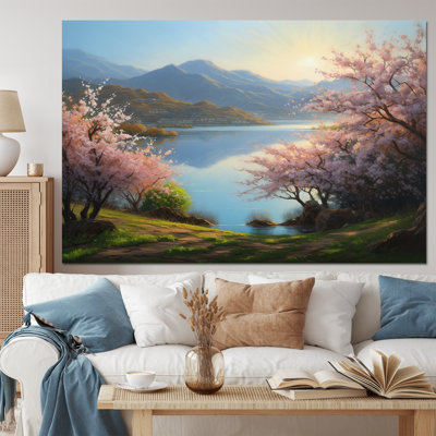 Fleurs de cerisier au bord de l'eau I - décoration murale arbre floral