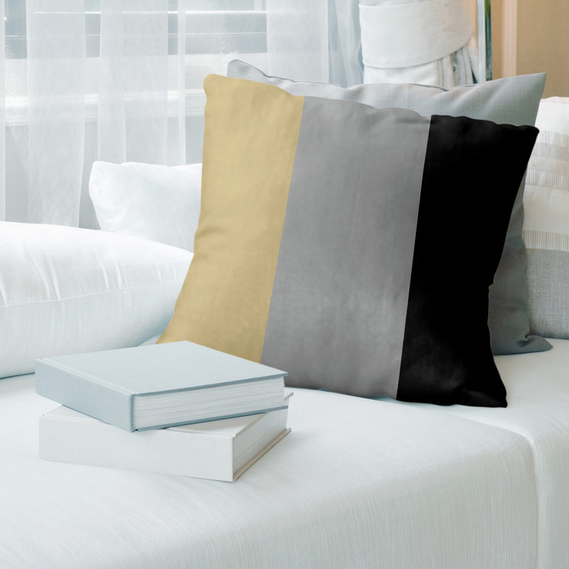 Coussin en suède Colorado, 16 po x 1 po, Or / gris / noir
