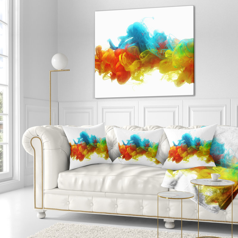 Colorful Ink in Water - Abstract Printed Throw Pillow, 18" x 18", Square