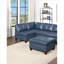 Fauteuil d'appoint contemporain sans accoudoirs en cuir véritable capitonné, salon bleu marine pour adultes