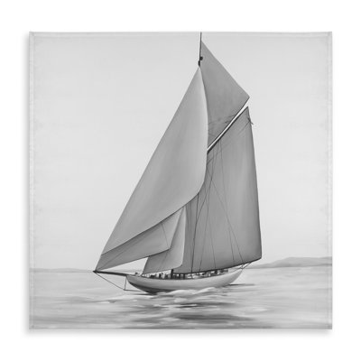 Vintage Sailing Ship Tablecloth | Monochrome Coastal White