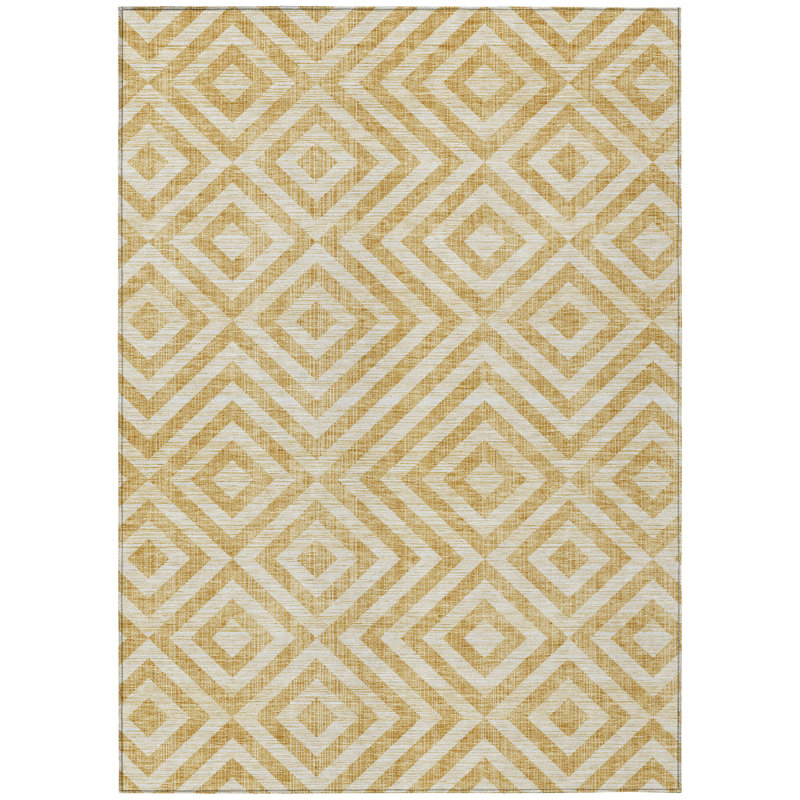 Washable Geometric Indoor / Outdoor Rug, Rectangle 10' x 14'