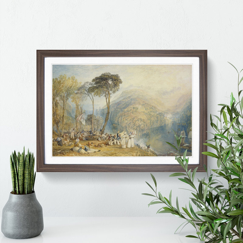 Dartmouth Cove by Joseph Mallord William Turner - Picture Frame Painting, Walnut Framed, 48cm H x 65cm W x 2cm D