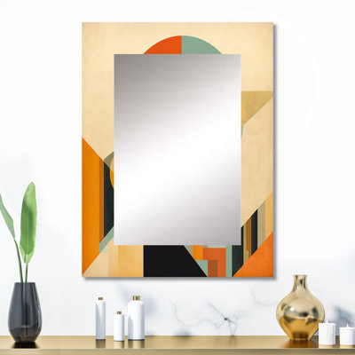 Full Moon Symphony Midcentury Abstract II - miroir décoratif moderne Mid-Century, miroir mural bleu, impression d'art en métal