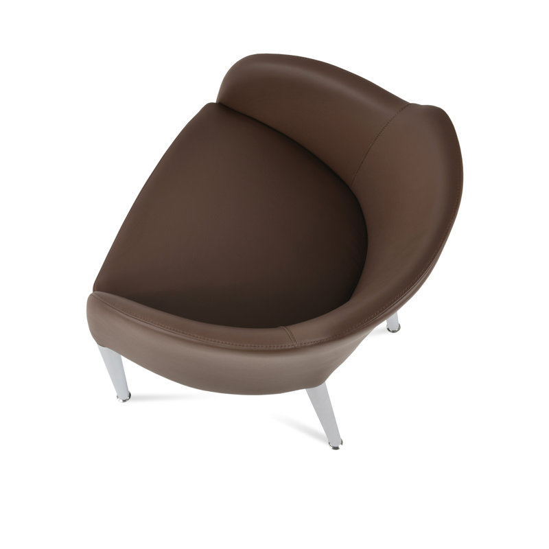 Chaise en cuir véritable brun Buca