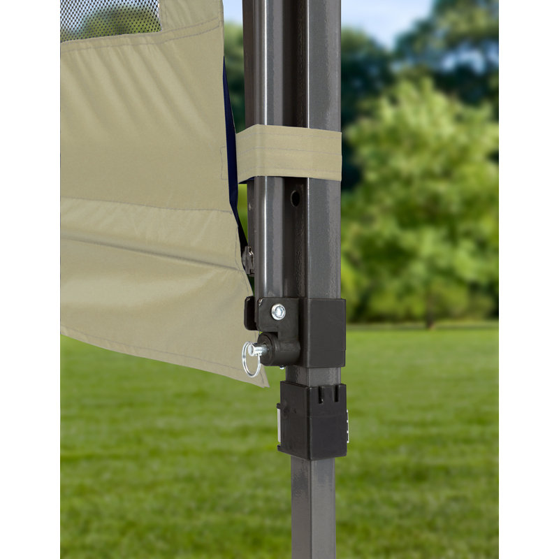 Taupe 17 Ft. Steel Pop-Up Canopy with Dual Awnings