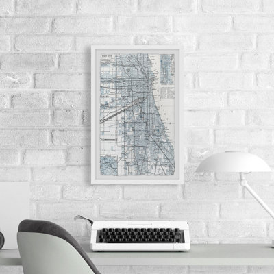 Carte de Chicago - impression encadrée sur papier