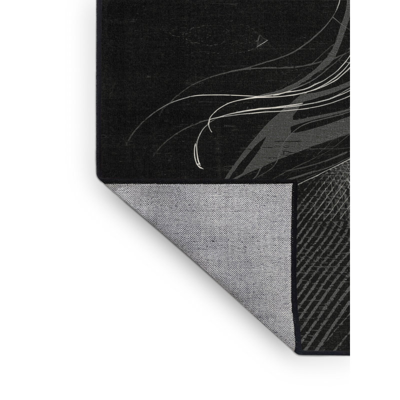 Machine Washable Chaplin Banshee Modern & Contemporary Abstract Rug in Grey – Black Binding, 3x5