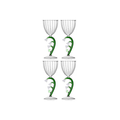 Botanica - Optical Stemmed Glass White Flower 9.5 Oz