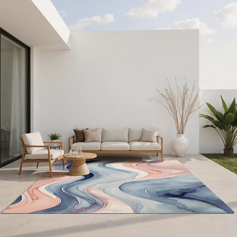 Tapis intérieur et extérieur Ethereal Drift, Rectangle 4' x 6'