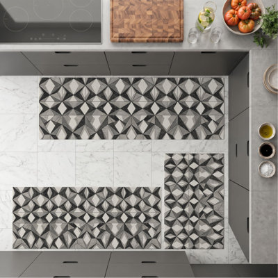 Tapis de cuisine lavables antidérapants à motif géométrique