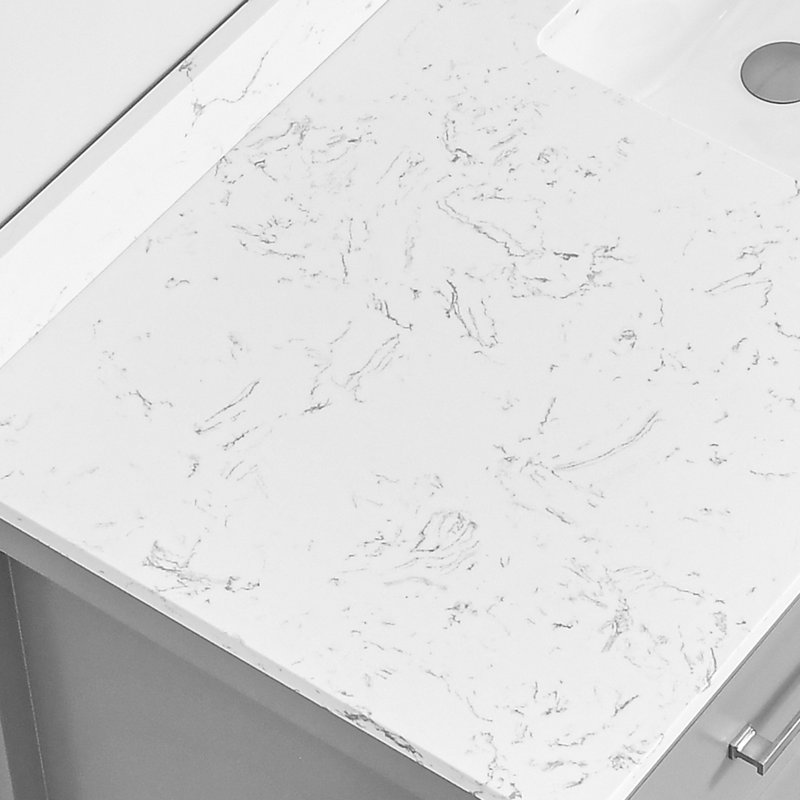 Comptoir de salle de bain en pierre 60 po x 22 po avec lavabo encastré et look élégant - Lavabo intégré en céramique pour meuble-lavabo