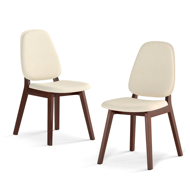 Ensemble de 2 chaises de salle à manger modernes avec dossier rembourré en tissu de lin pour la chambre, 2