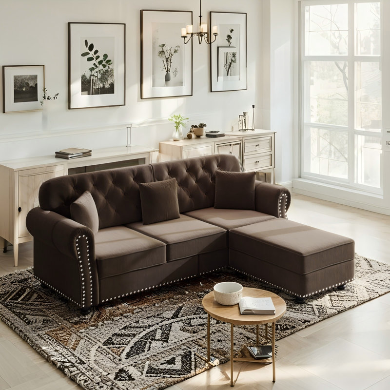 Canapé Chesterfield 82,6 po, Brun