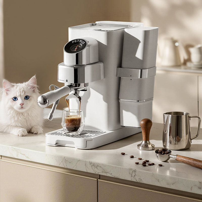 Semi-Automatic Small Home All-in-One Espresso & Americano Coffee Machine with Grinder