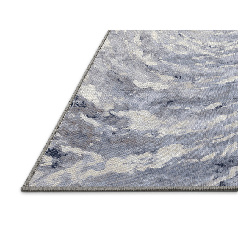 Machine Washable Gray Area Rug, Square 4'