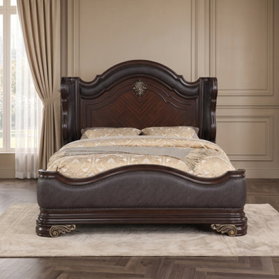 Faxon Leather Wingback Bed
