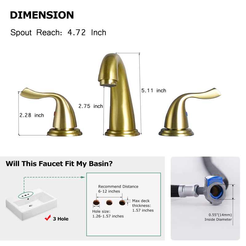 Bathroom Faucet with Drain Assembly, Gold
