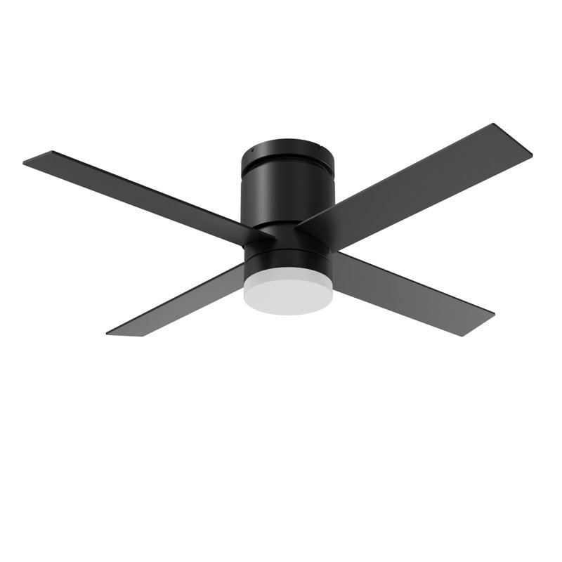 Ross - Ventilateur de plafond à DEL 4 pales 52 po - Finition noire - Type de commande murale, Noir, Commande murale, Noir