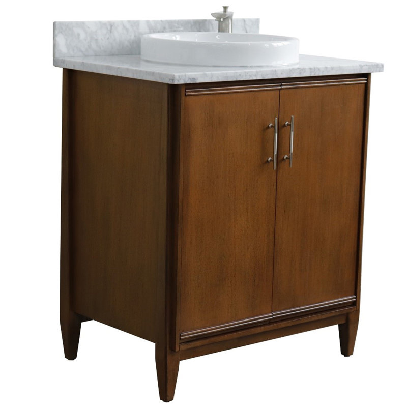 Ensemble de meuble-lavabo simple 31 po, Marbre de Carrare blanc