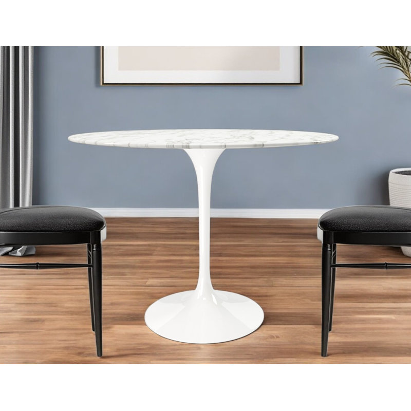 Table de salle à manger 40 po, White Marble/White