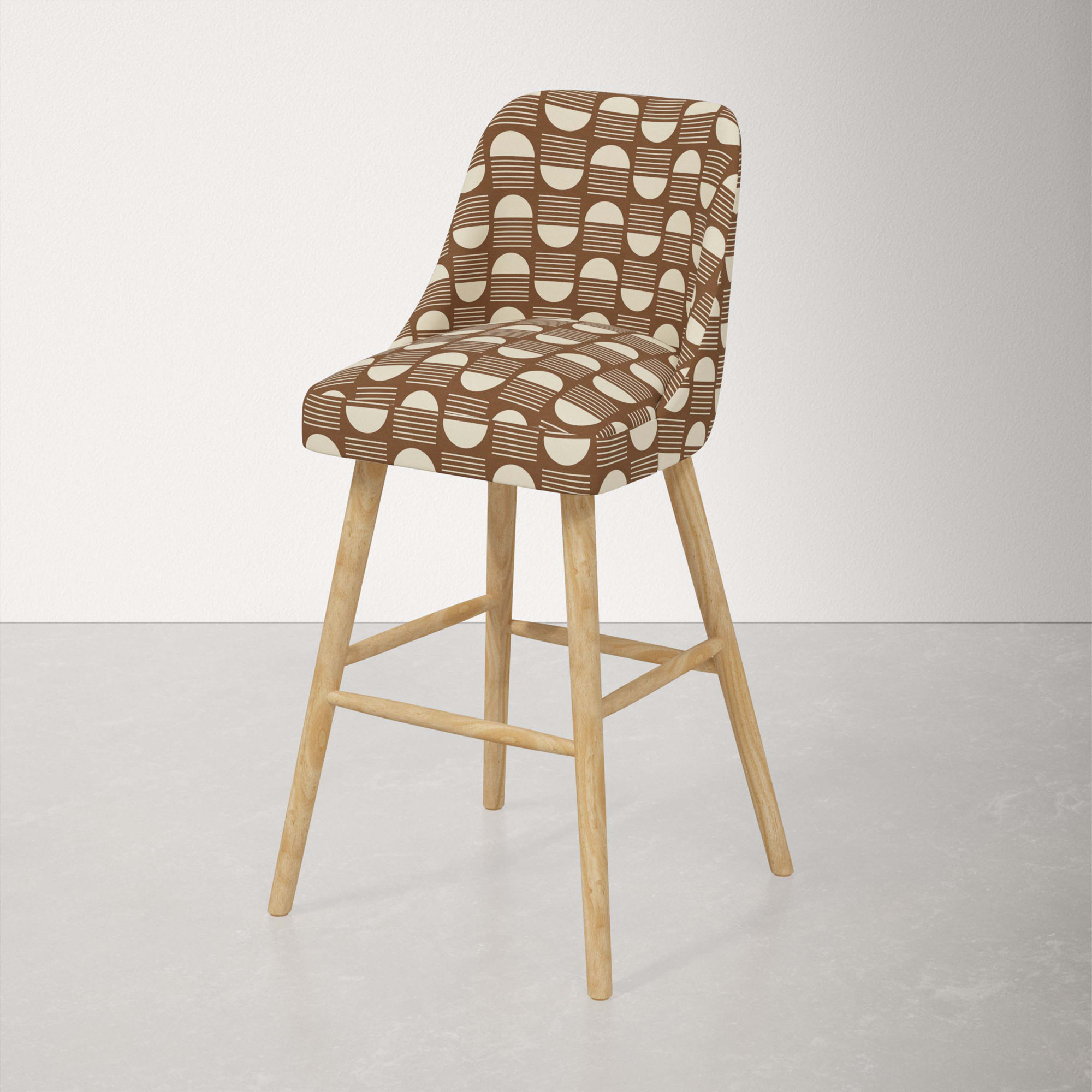 Gallie Bar & Counter Stool, Bar Stool (31” Seat Height), Natural Wood, Sunrise Camel