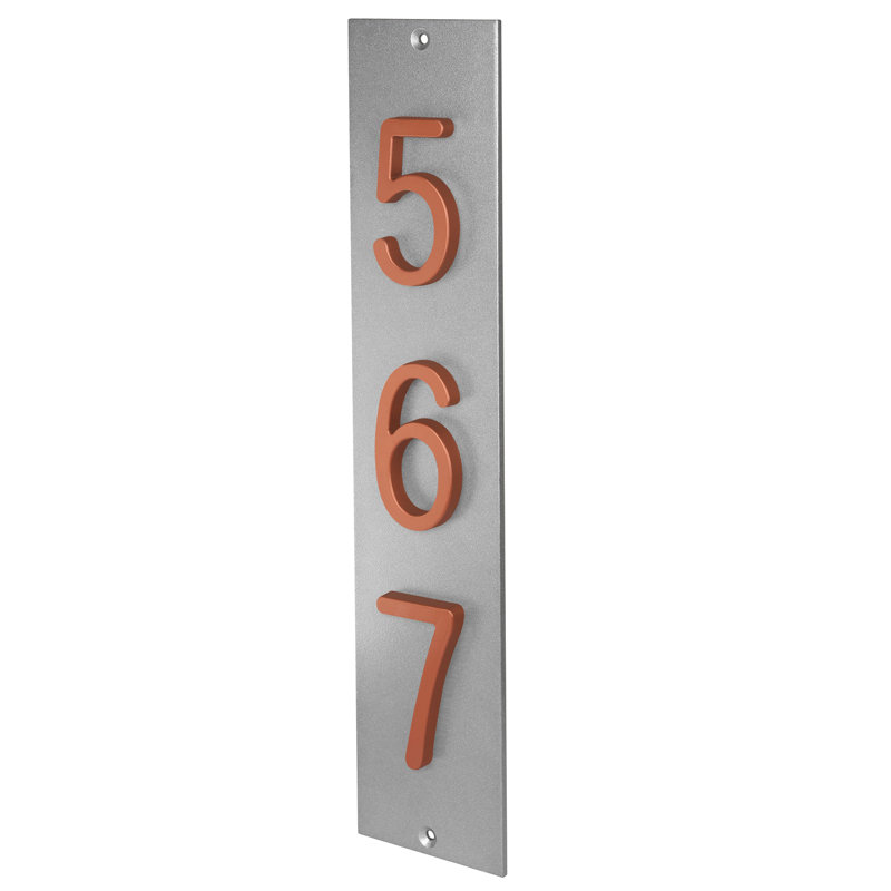 Plaque d'adresse verticale en aluminium à 3 tiroirs Royal Shade, Cuivre, Argent argent, Oui