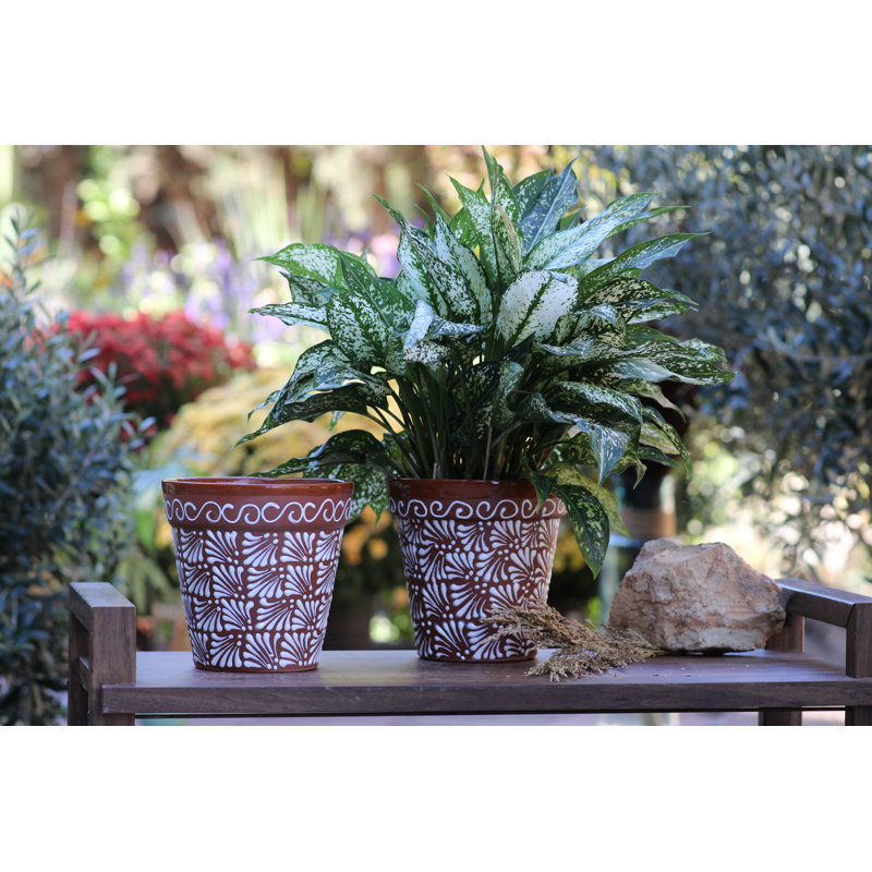 Vase de jardin en céramique émaillée, petit pot de fleurs (lot de 2) - Intérieur/Extérieur