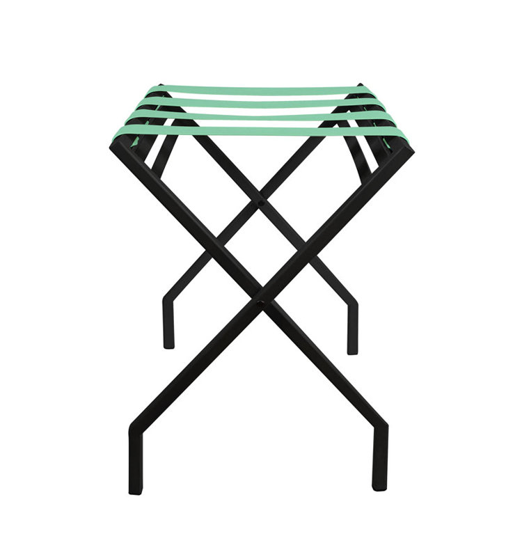 Folding Steel Luggage Rack, Black/Mint