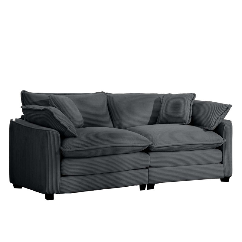 2 Seater Sofa, Gray Corduroy