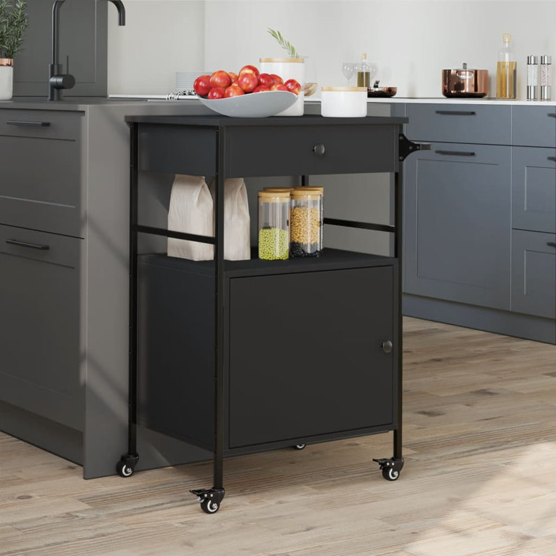 Nevis Metal Bar Cart, Black