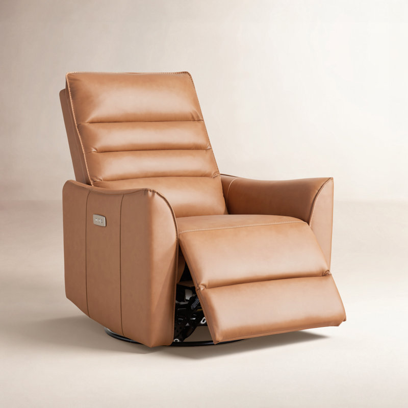 Gabi Swivel Glider Power Recliner, Aline Butternut Top Grain Leather